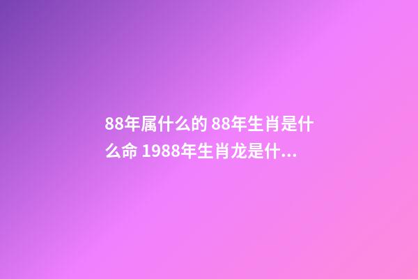 88年属什么的 88年生肖是什么命 1988年生肖龙是什么命1988年木龙之命是什么意思-第1张-观点-玄机派